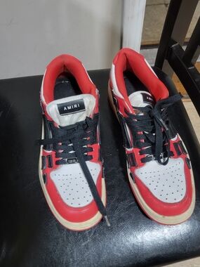 AMIRI Red, White and Black Low-Top Sneakers